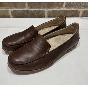 Olukai Kiele Brown Loafers Women’s Size 9 Slip On Leather Shoes Comfort Size 9.5